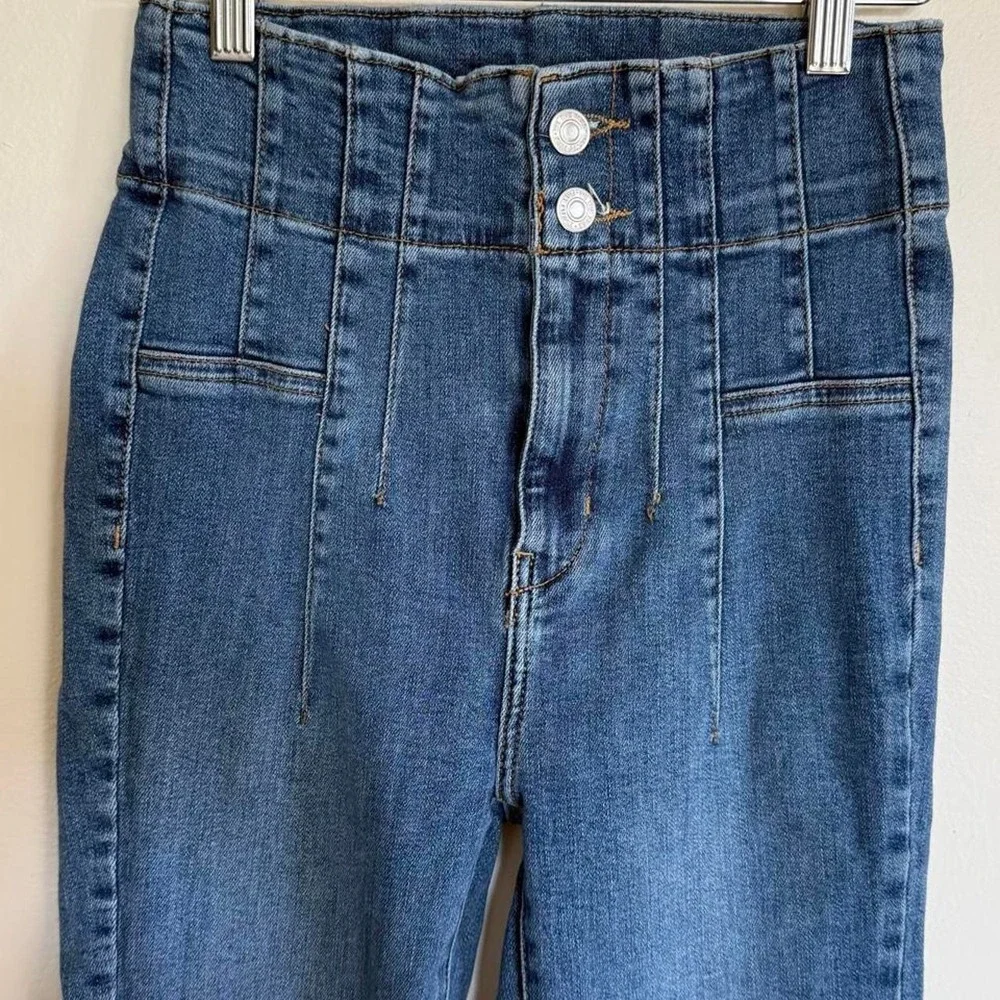 We the Free Jayde flare jeans high waisted denim retro western pleated size 26